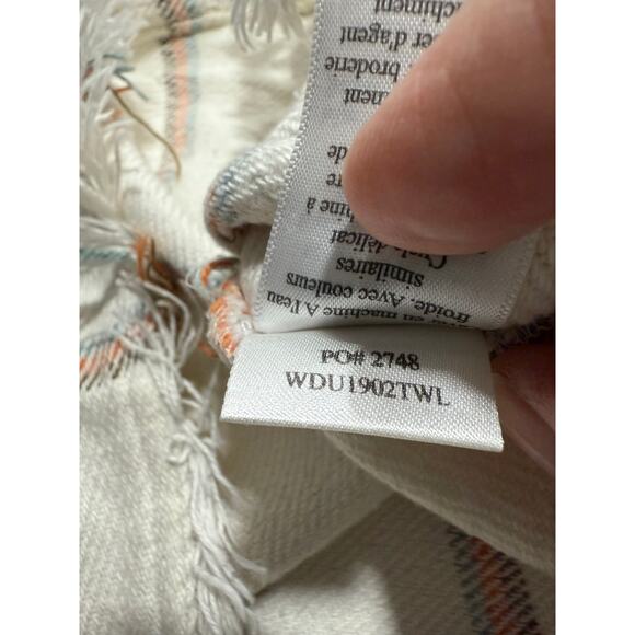 Faherty Baja Poncho Hoodie Tunic Striped Womens Sz Small White WDU1902TWL *Flaw - Picture 11 of 11